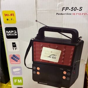 Portable Wireless Speaker with FM Radio - Black and Red